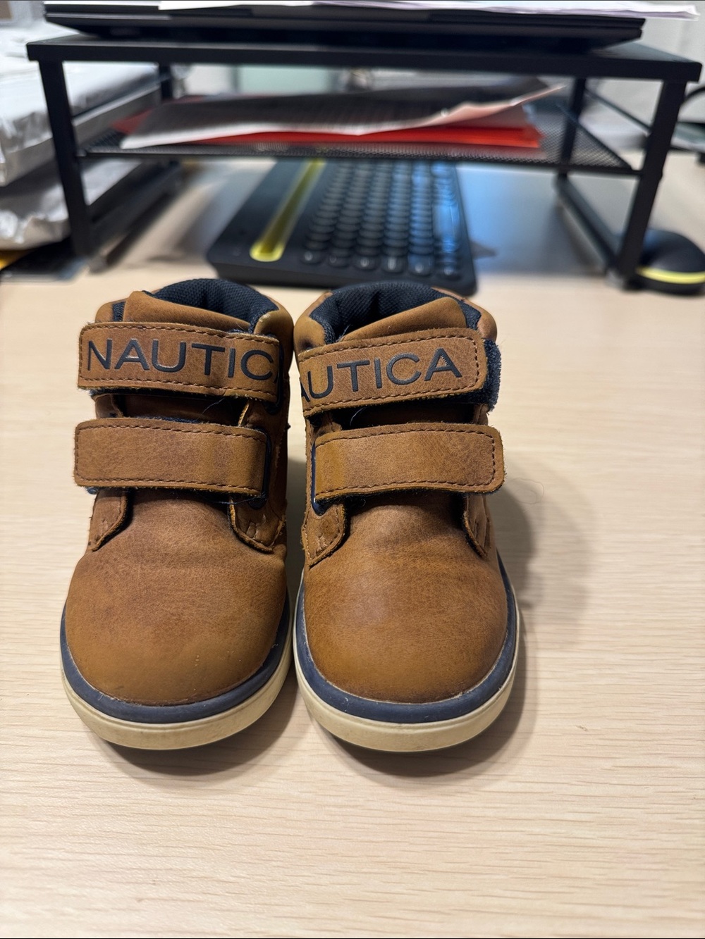 Nautica Toddler Brown Leather-Look Double Strap Boots